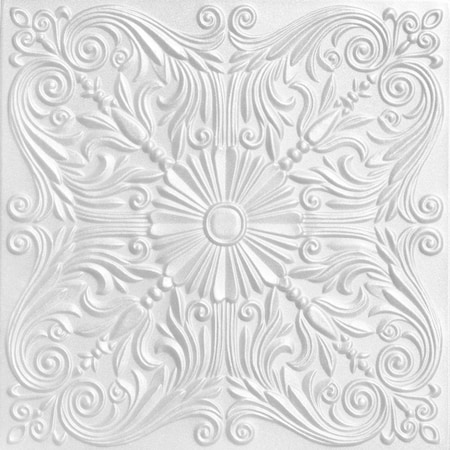 A La Maison Ceilings Spanish Silver 20-in x 20-in 8-Pack Plain White Textured Surface-mount Ceiling Tile, 8PK R139PW-8